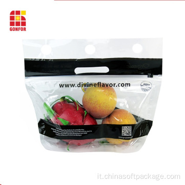 Borsa per imballaggio di frutta e verdura con chiusura a zip